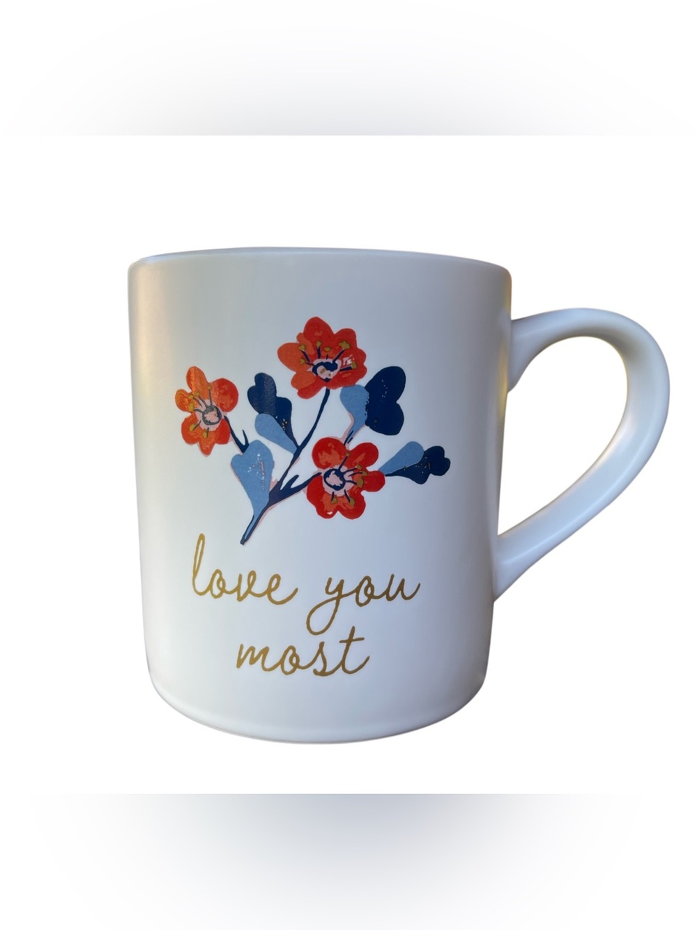 Threshold Blue Orange Floral I Love You Most Coffee Tea Mug Cup New